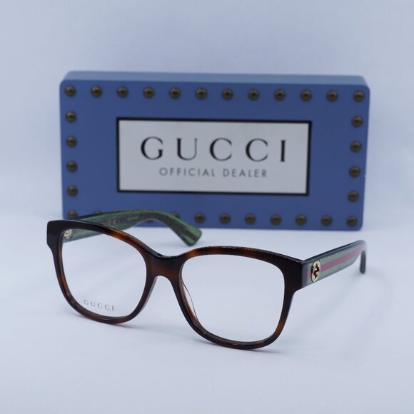 Final Price! Gucci GG0038ON 002 Havana/Green Eyeglasses 54mm - Picture 1 of 12